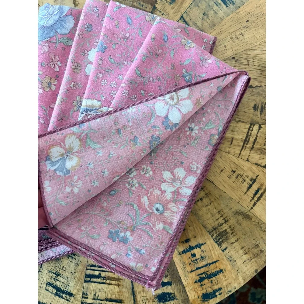 Vintage Pink Floral Cloth Napkins Set of 6 Cottagecore‎ Shabby Chic Tableware